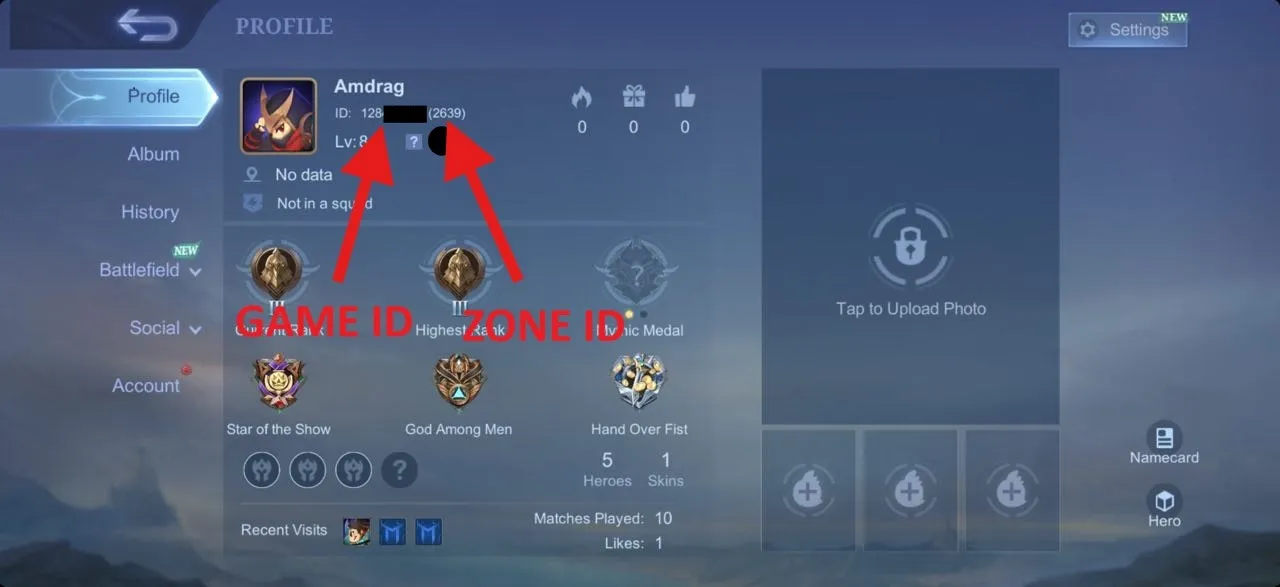 Find Your Mobile Legends UID and  Zone ID/server