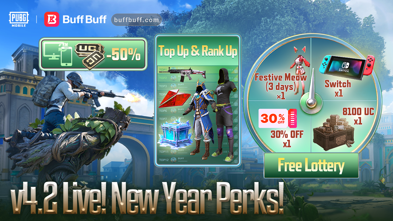 PUBG Mobile 4.2 Update | Win 30% Off, Get 60 UC Half Price & Win Exclusive Ranking Rewards on BuffBuff!