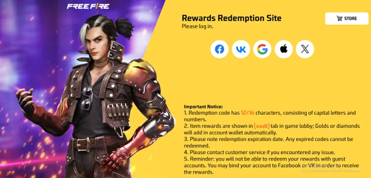 موقع أكواد استرداد فري فاير من غارينا