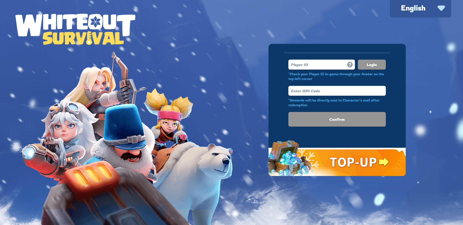 Buka halaman Pusat Kode Hadiah Whiteout Survival melalui browser.