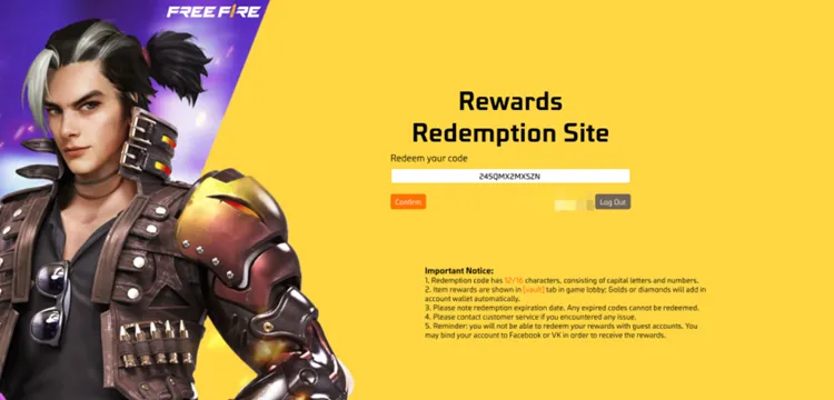 أضف كود فري فاير للحصول على مكافآت