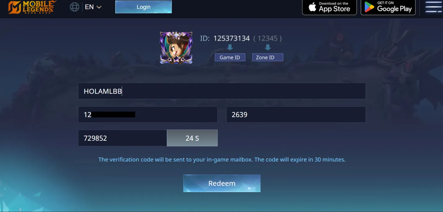 افتح لعبة Mobile Legends مرة أخرى، وقم بنسخ رمز التحقق من صندوق البريد داخل اللعبة، ثم الصقه في صفحة الاسترداد، علماً بأن هذا الرمز صالح لمدة 30 دقيقة فقط بعد إرساله