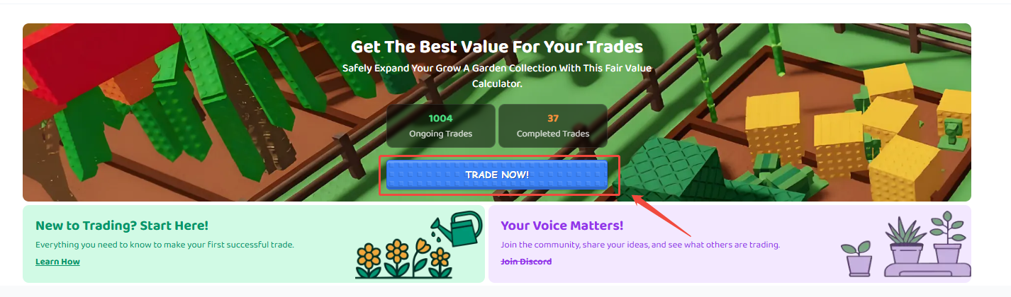 Find trades in Grow a Garden